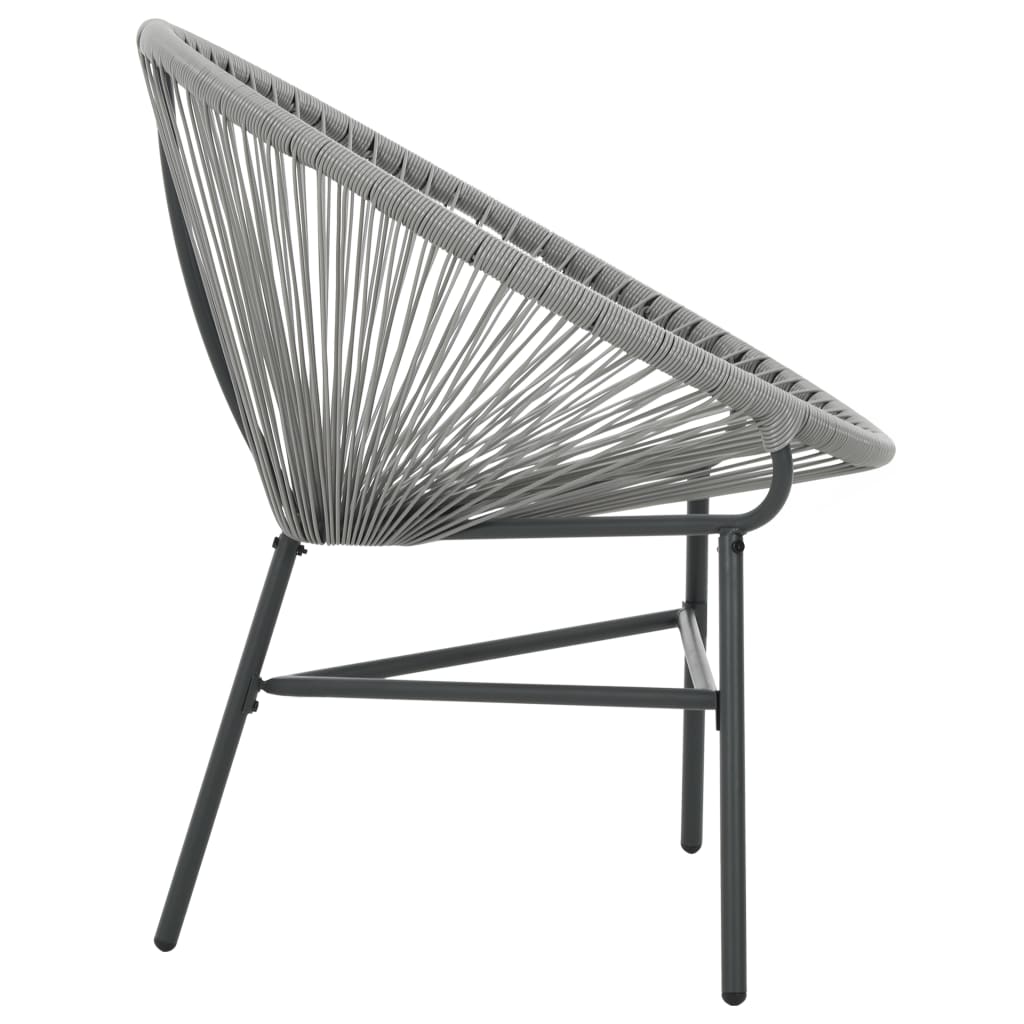 vidaXL Owalne krzesło ogrodowe, polirattan, szare