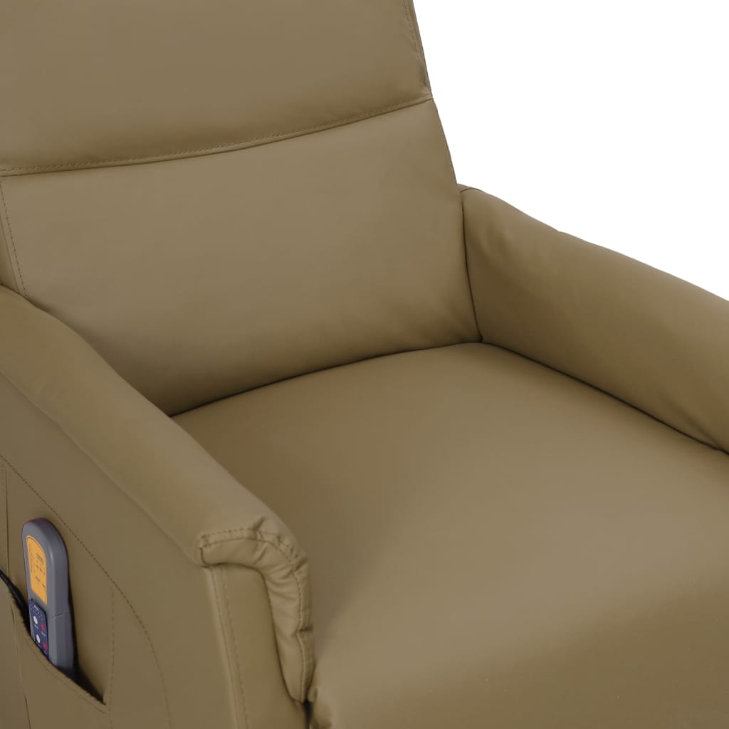 vidaXL Fotel masujący podnoszony, rozkładany cappuccino sztuczna skóra