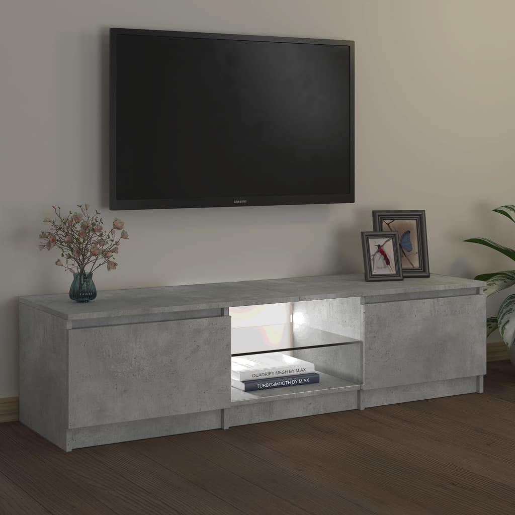 vidaXL Szafka pod TV z LED, szarość betonu, 140x40x35,5 cm