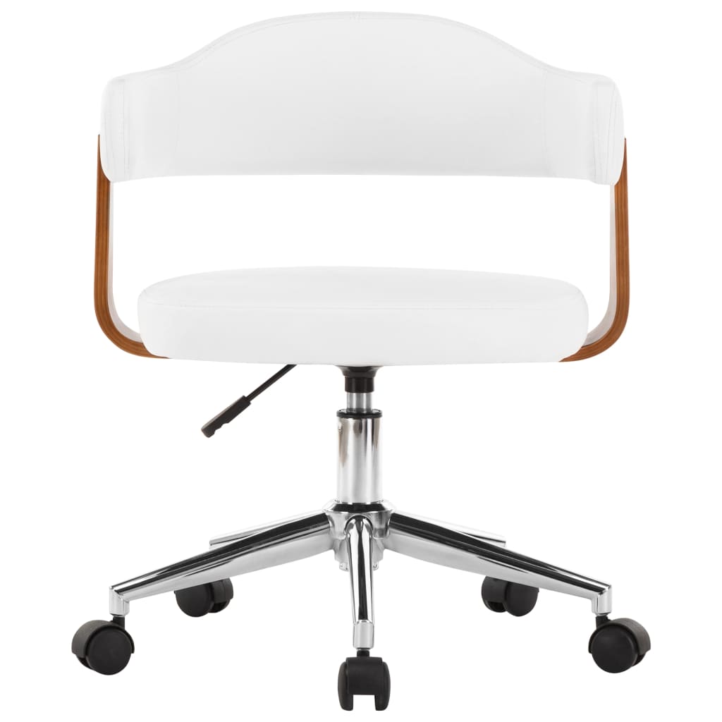vidaXL Krzesła obrotowe, 4 szt., białe, gięte drewno i sztuczna skóra