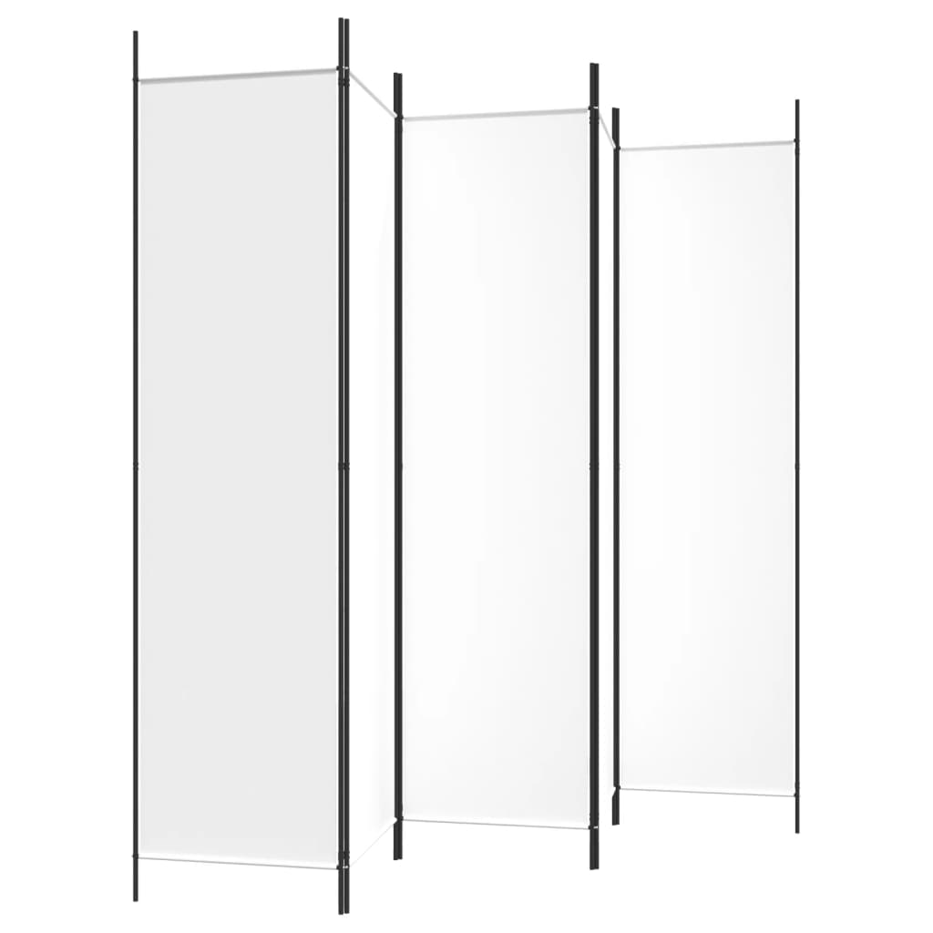vidaXL Parawan 5-panelowy, biały, 250x200 cm, tkanina
