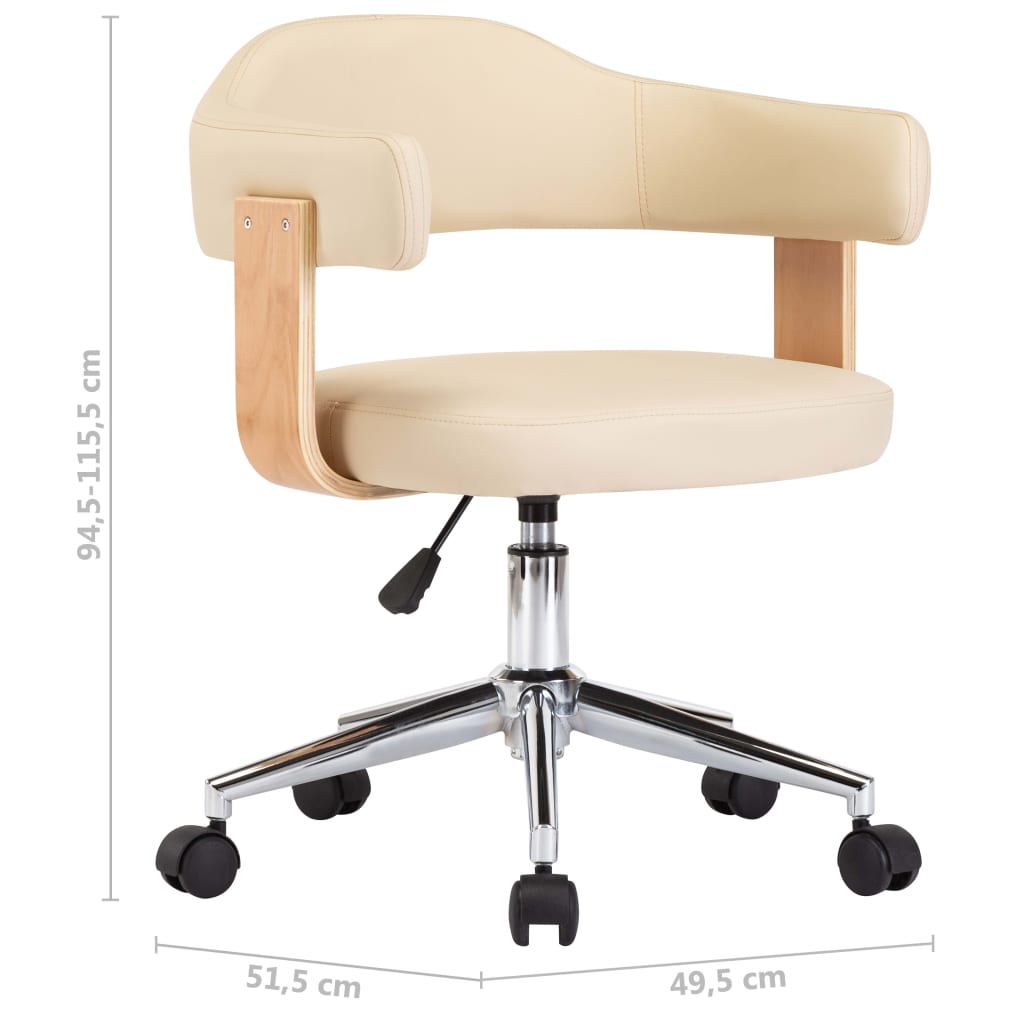 vidaXL Obrotowe krzesła stołowe, 4 szt., kremowe, sztuczna skóra