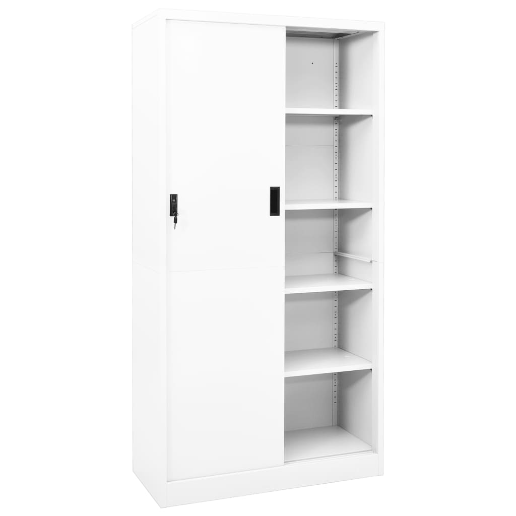 vidaXL Szafa biurowa z przesuwnymi drzwiami, biała, 90x40x180 cm