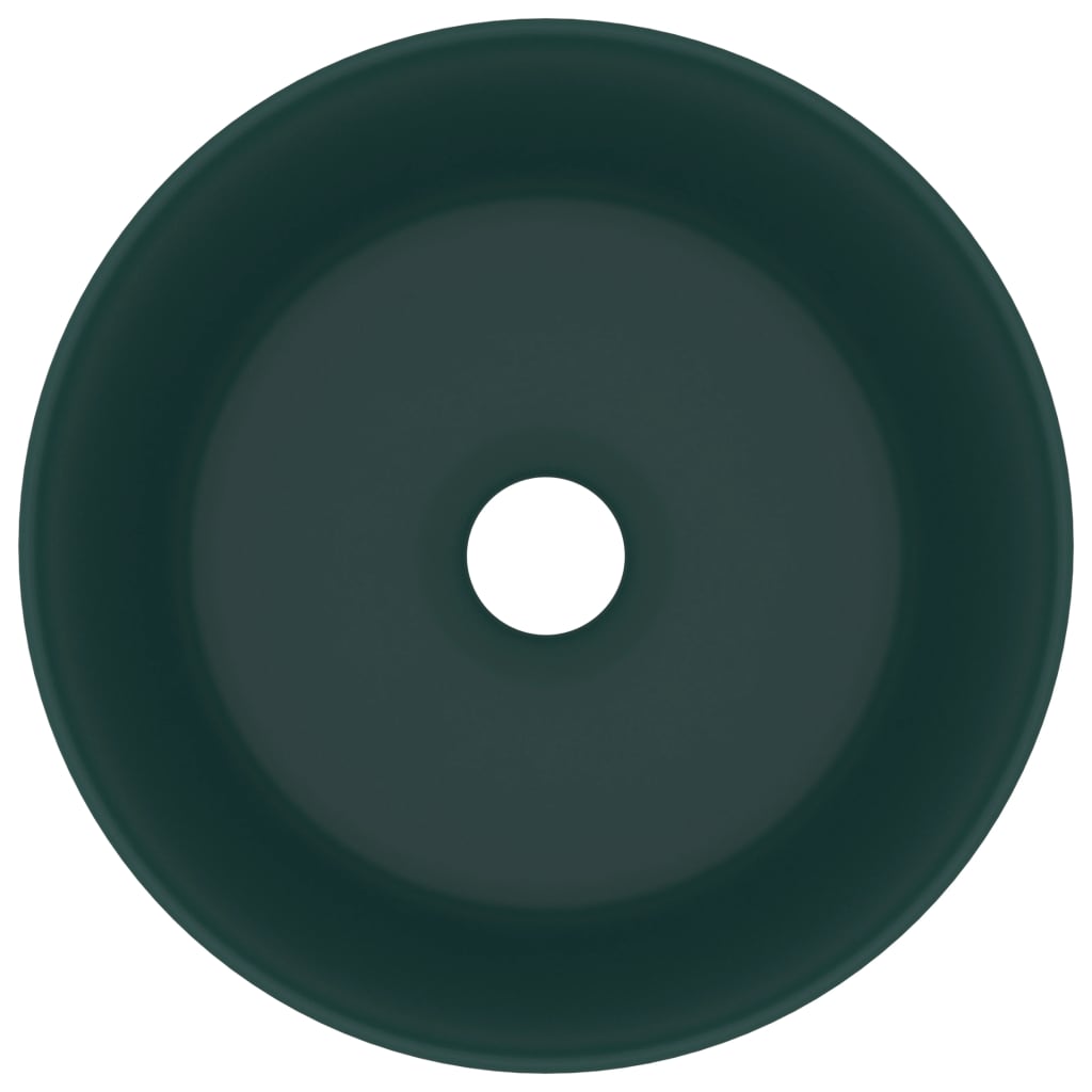 vidaXL Luksusowa, okrągła umywalka, matowa ciemna zieleń, 40x15 cm