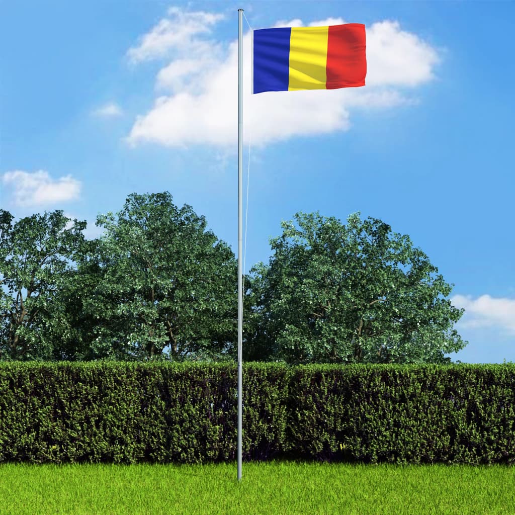 vidaXL Flaga Rumunii z aluminiowym masztem, 4 m