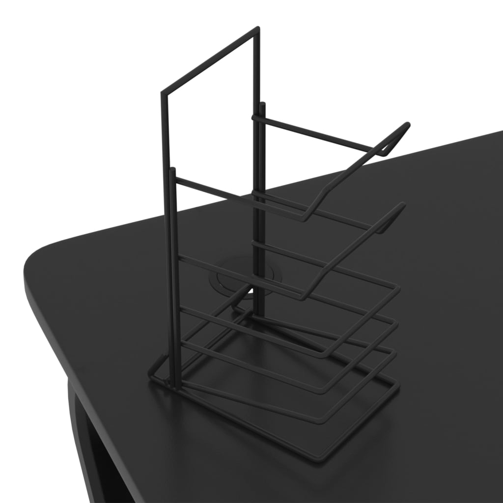 vidaXL Biurko do gier z nogami w kształcie ZZ, czarne, 110x60x75 cm