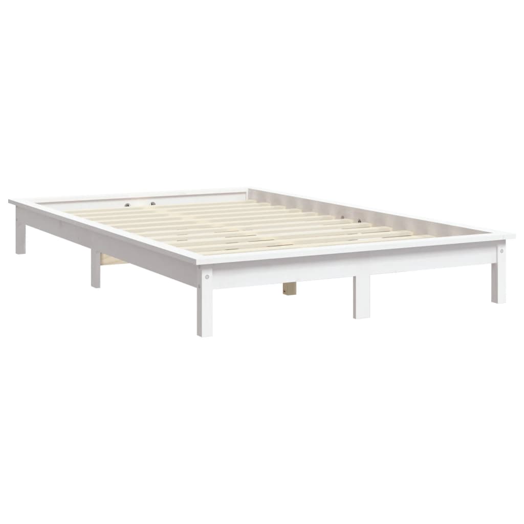 vidaXL Rama łóżka, biała, 160 x 200 cm, lite drewno sosnowe