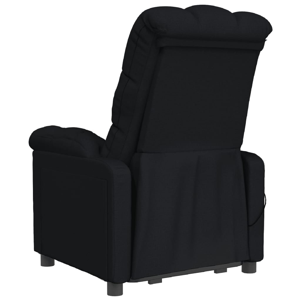vidaXL Rozkładany fotel masujący, czarny, tapicerowany tkaniną