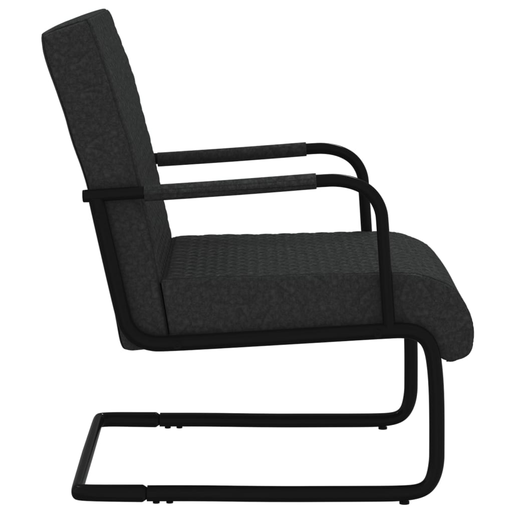vidaXL Krzesło wspornikowe, czarne, obite sztuczną skórą
