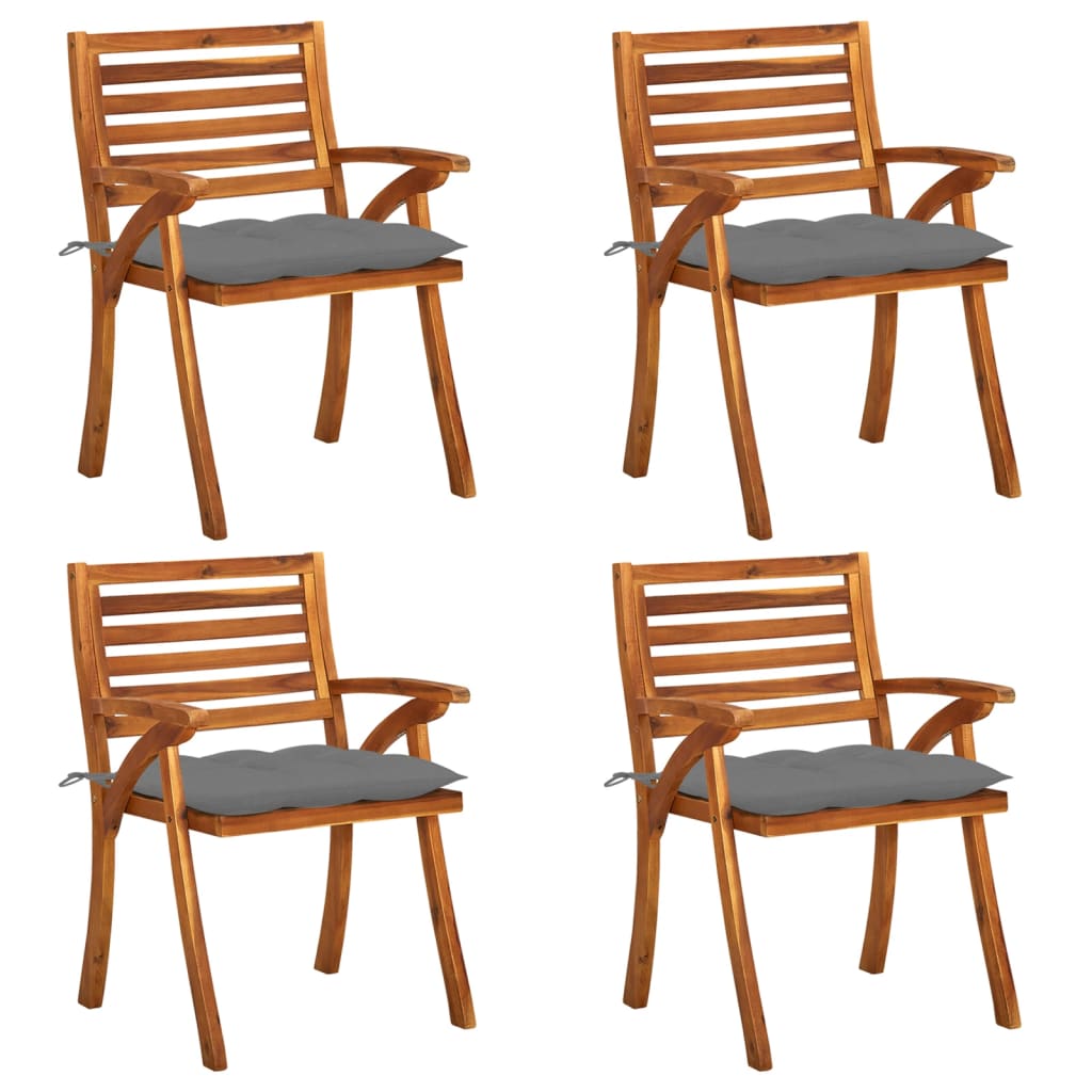 vidaXL Krzesła ogrodowe z poduszkami, 4 szt., lite drewno akacjowe