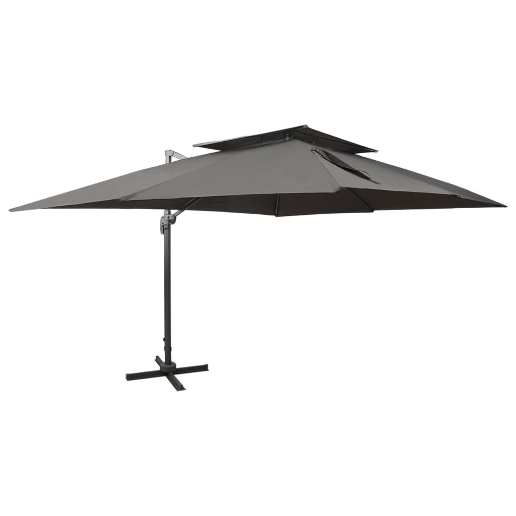 vidaXL Wiszący parasol z podwójną czaszą, antracytowy, 400 x 300 cm