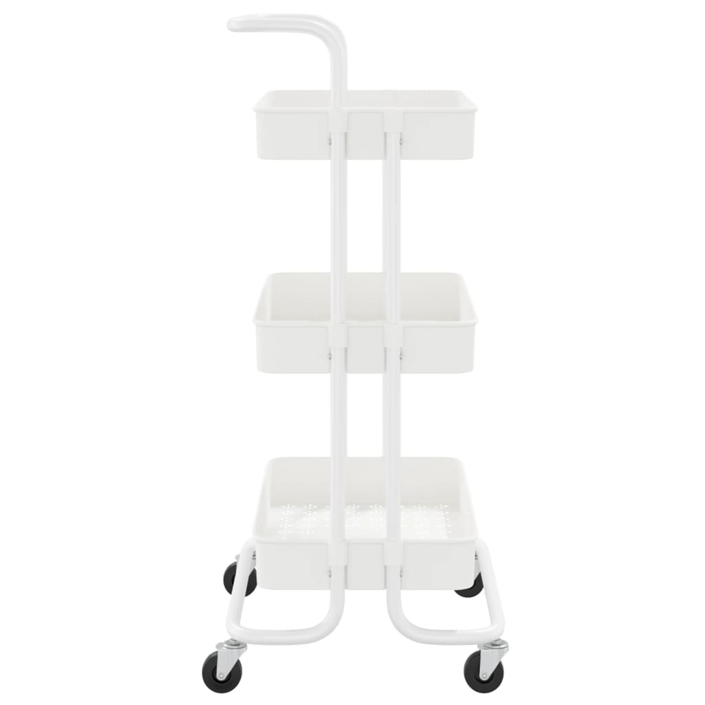 vidaXL 3-poziomowy wózek kuchenny, biały, 42x35x85 cm, żelazo i ABS