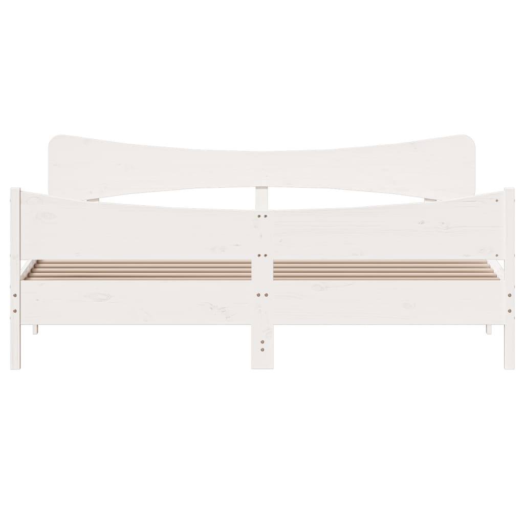 vidaXL Rama łóżka z wezgłowiem, biała, 200x200 cm, lite drewno sosnowe