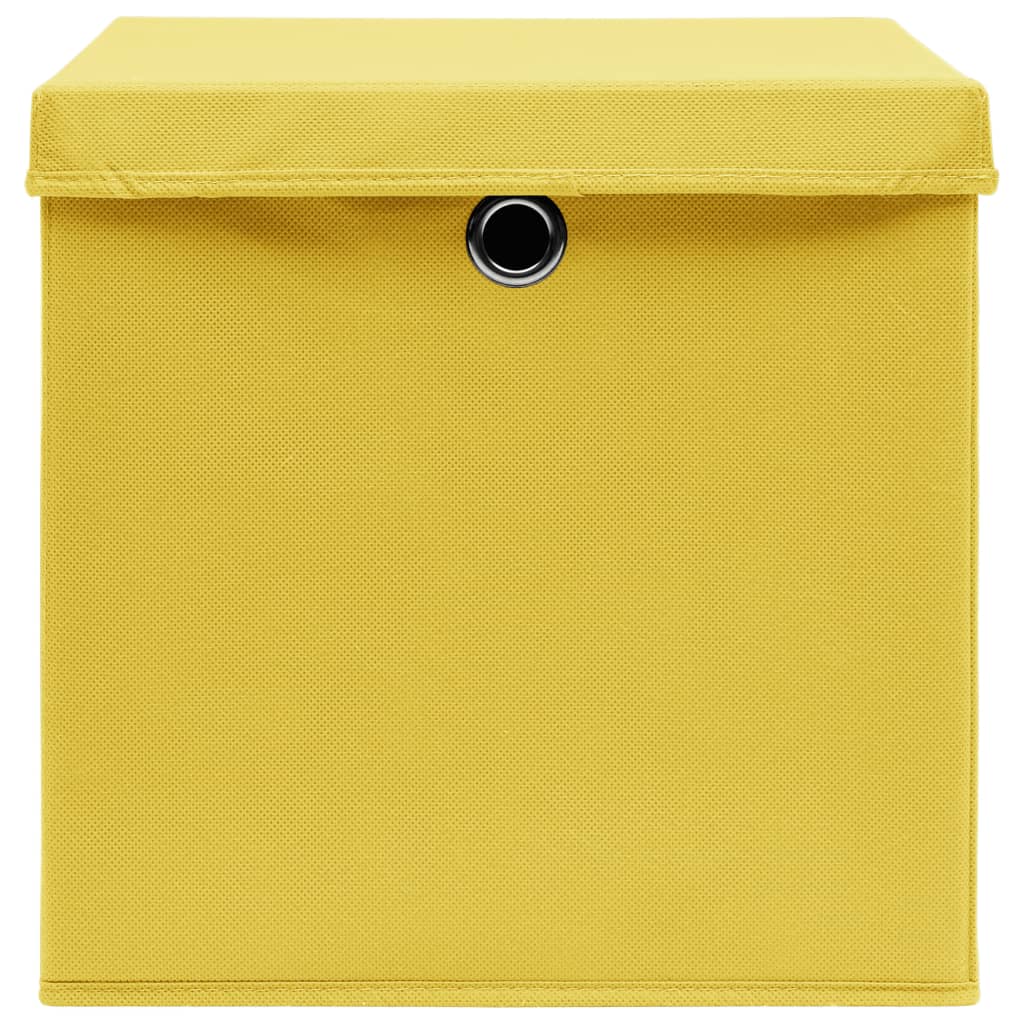 vidaXL Pudełka z pokrywami, 4 szt., 28x28x28 cm, żółte