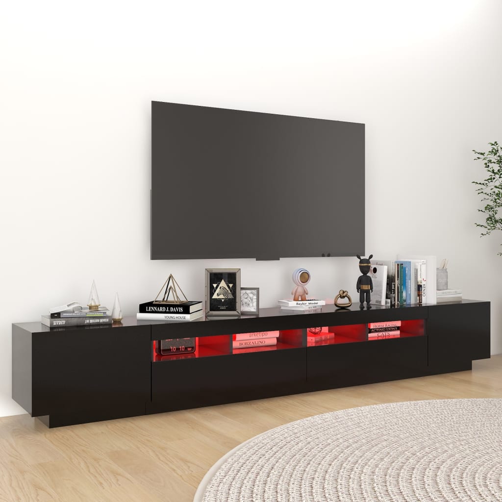 vidaXL Szafka pod TV z oświetleniem LED, czarna, 260x35x40 cm