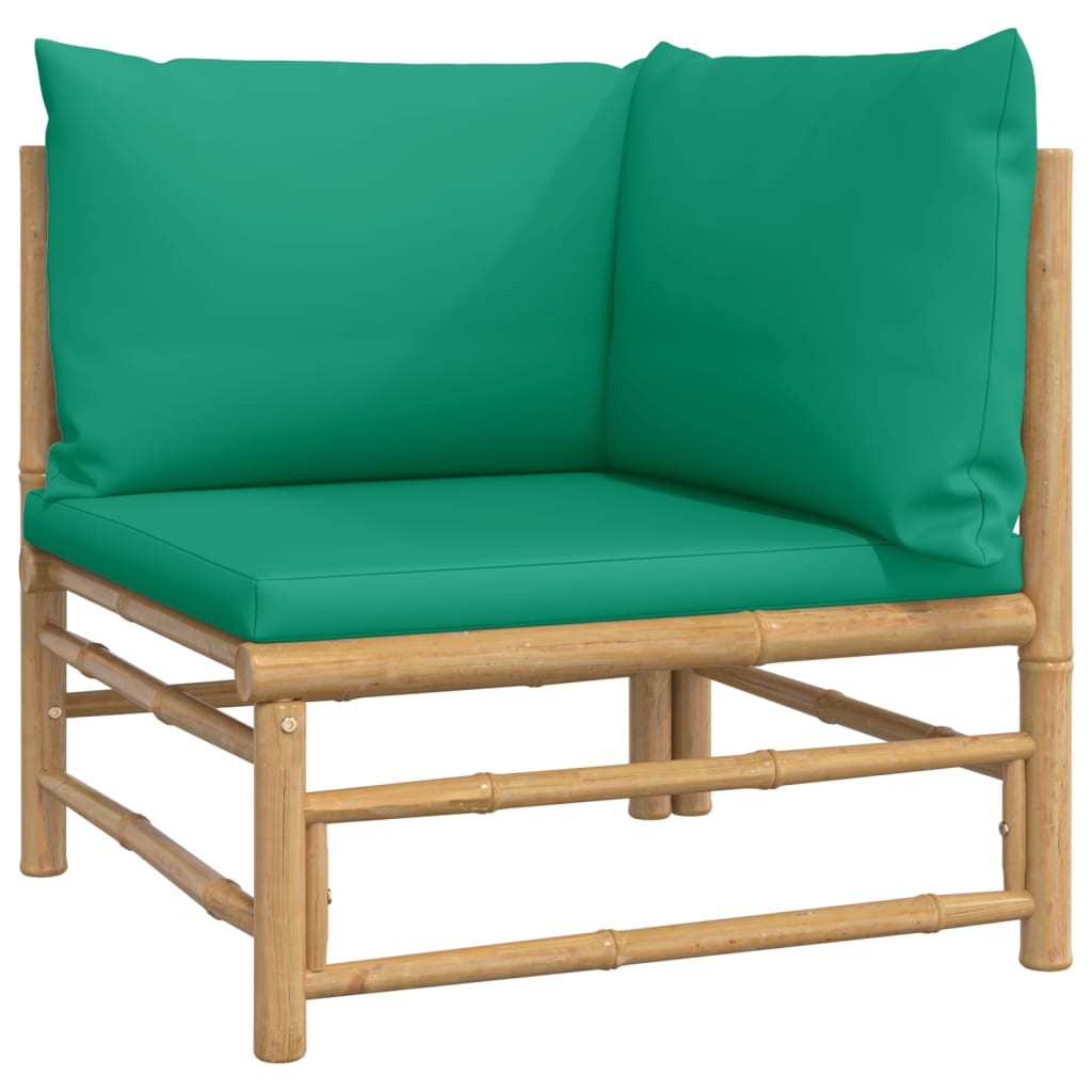 vidaXL 6-cz. zestaw mebli do ogrodu, zielone poduszki, bambus