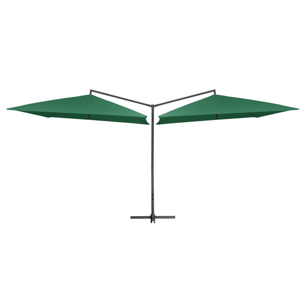 vidaXL Podwójny parasol na stalowym słupku, 250 x 250 cm, zielony