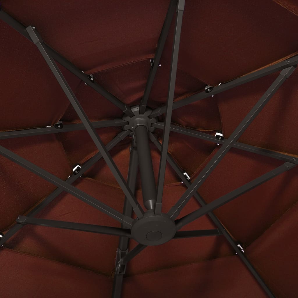 vidaXL 4-poziomowy parasol na aluminiowym słupku, terakotowy, 3x3 m