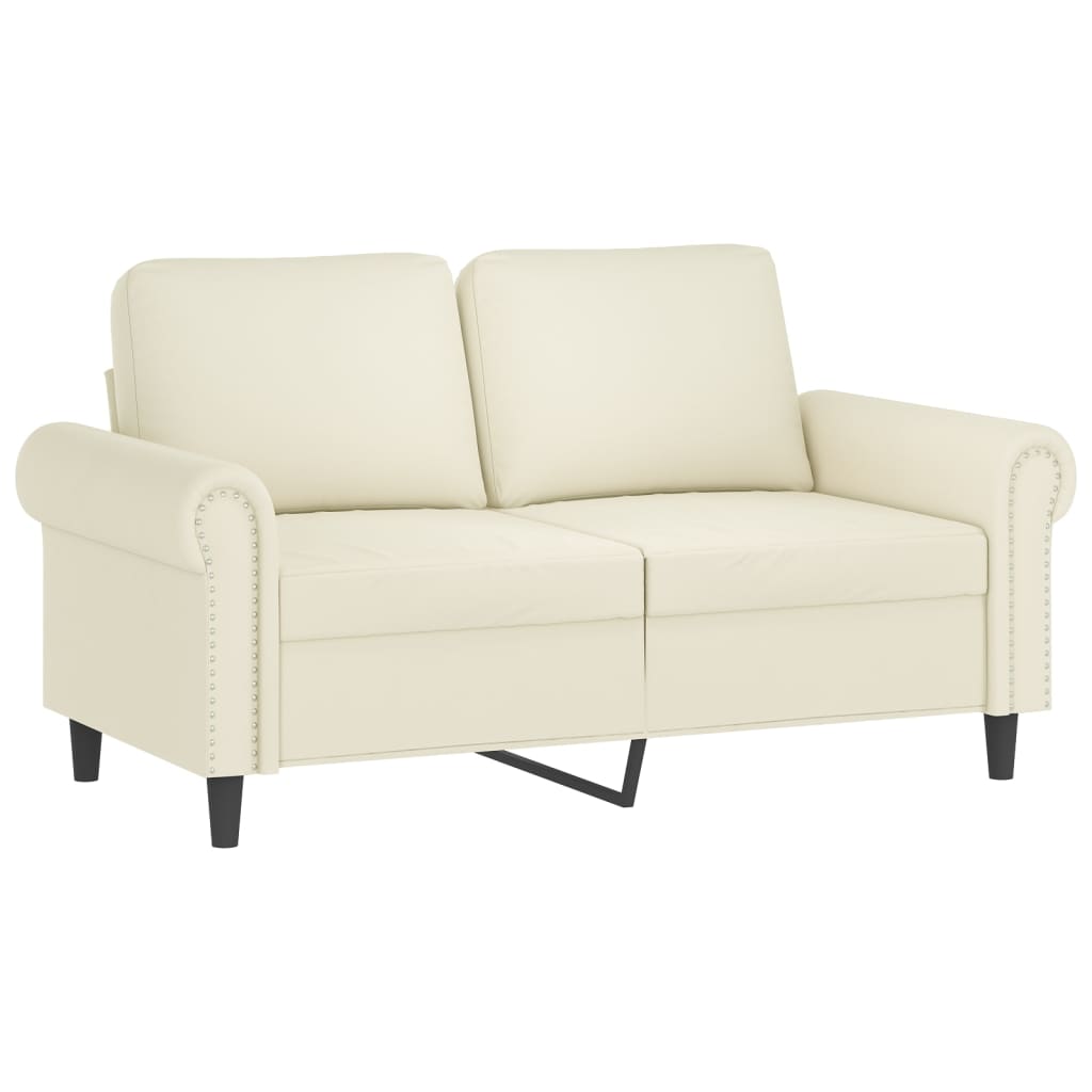 vidaXL 2-osobowa sofa z poduszkami, kremowa, 120 cm, aksamit