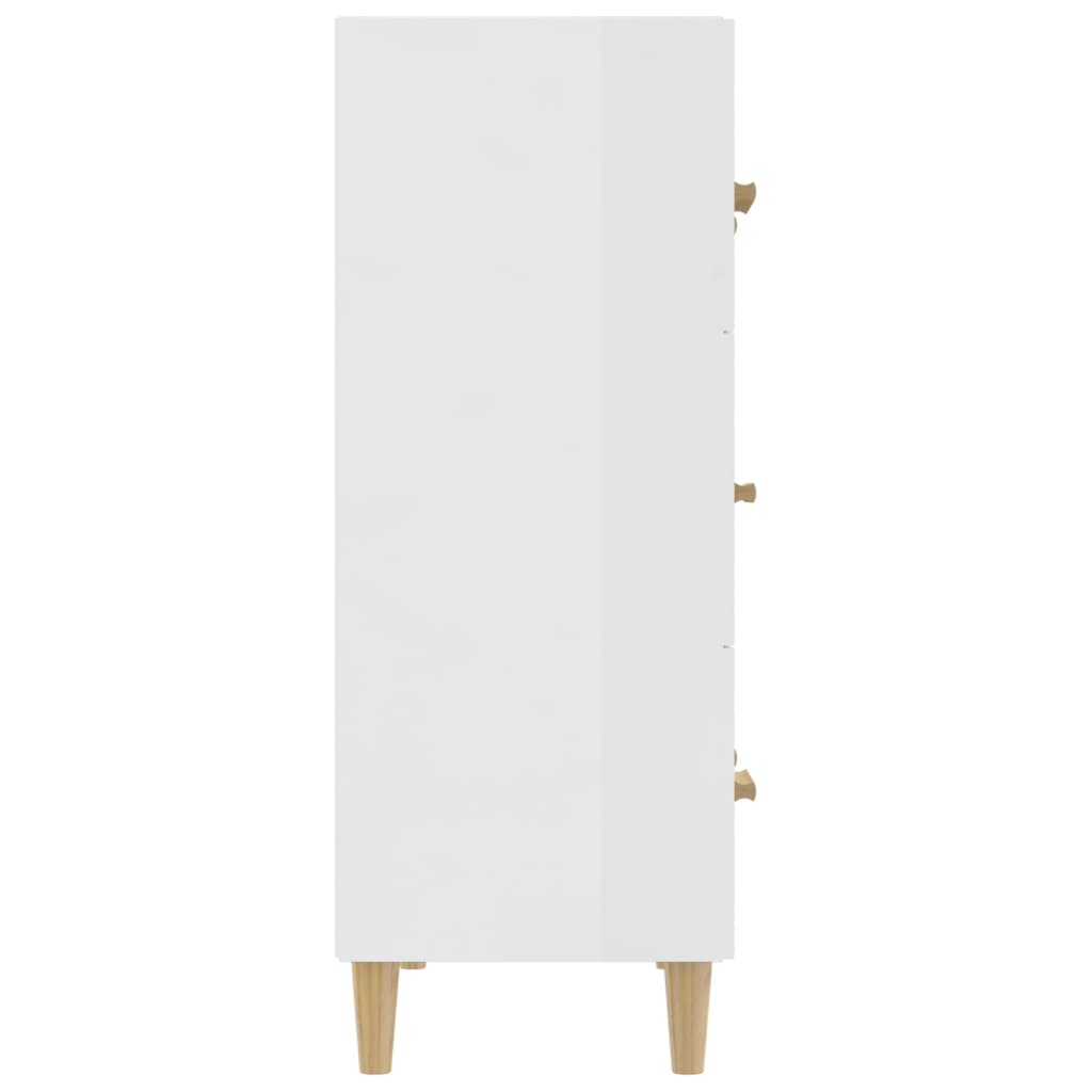 vidaXL Komoda, biała z połyskiem, 70x34x90 cm, materiał drewnopochodny