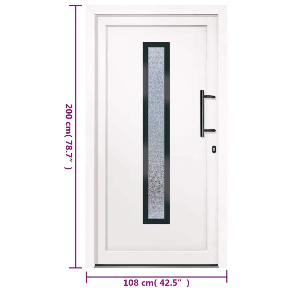 vidaXL Drzwi wejściowe, białe, 108x200 cm, PVC