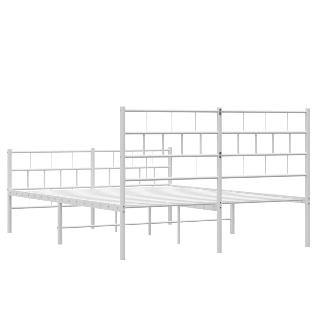 vidaXL Metalowa rama łóżka z wezgłowiem i zanóżkiem, biała, 140x200 cm