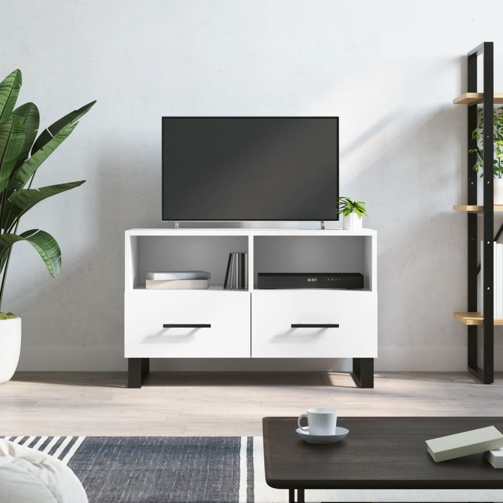 vidaXL Szafka pod TV, biała, 80x36x50 cm, materiał drewnopochodny