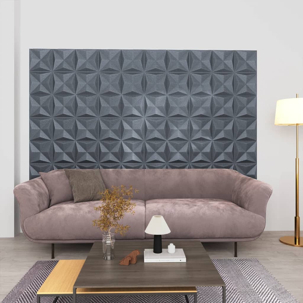 vidaXL Panele ścienne 3D, 12 szt., 50x50 cm, szary origami, 3 m²