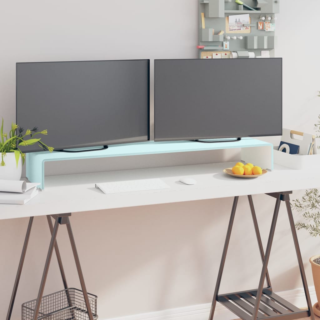 vidaXL Podstawka pod monitor / TV, zielone szkło, 110x30x13 cm