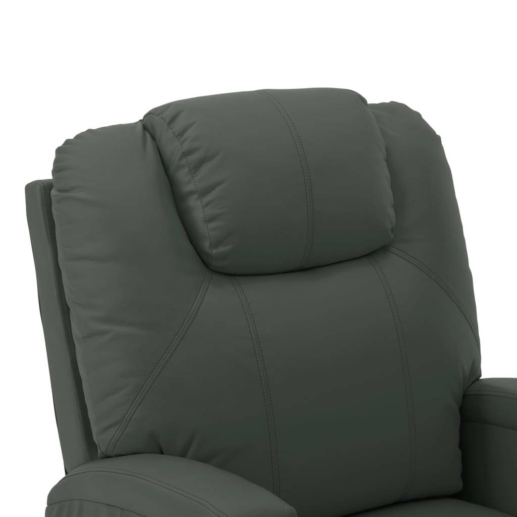 vidaXL Fotel masujący, ułatwiający wstawanie, antracyt, sztuczna skóra