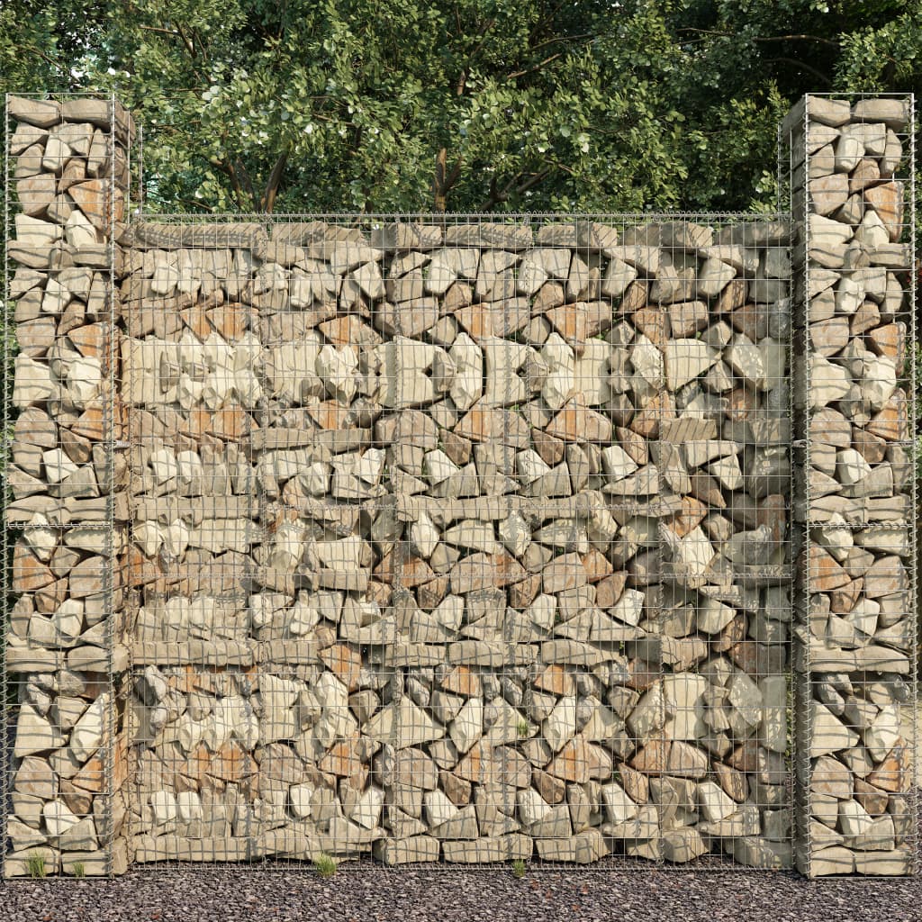 vidaXL Ściana gabionowa z pokrywą, galwanizowana stal, 600x50x200 cm