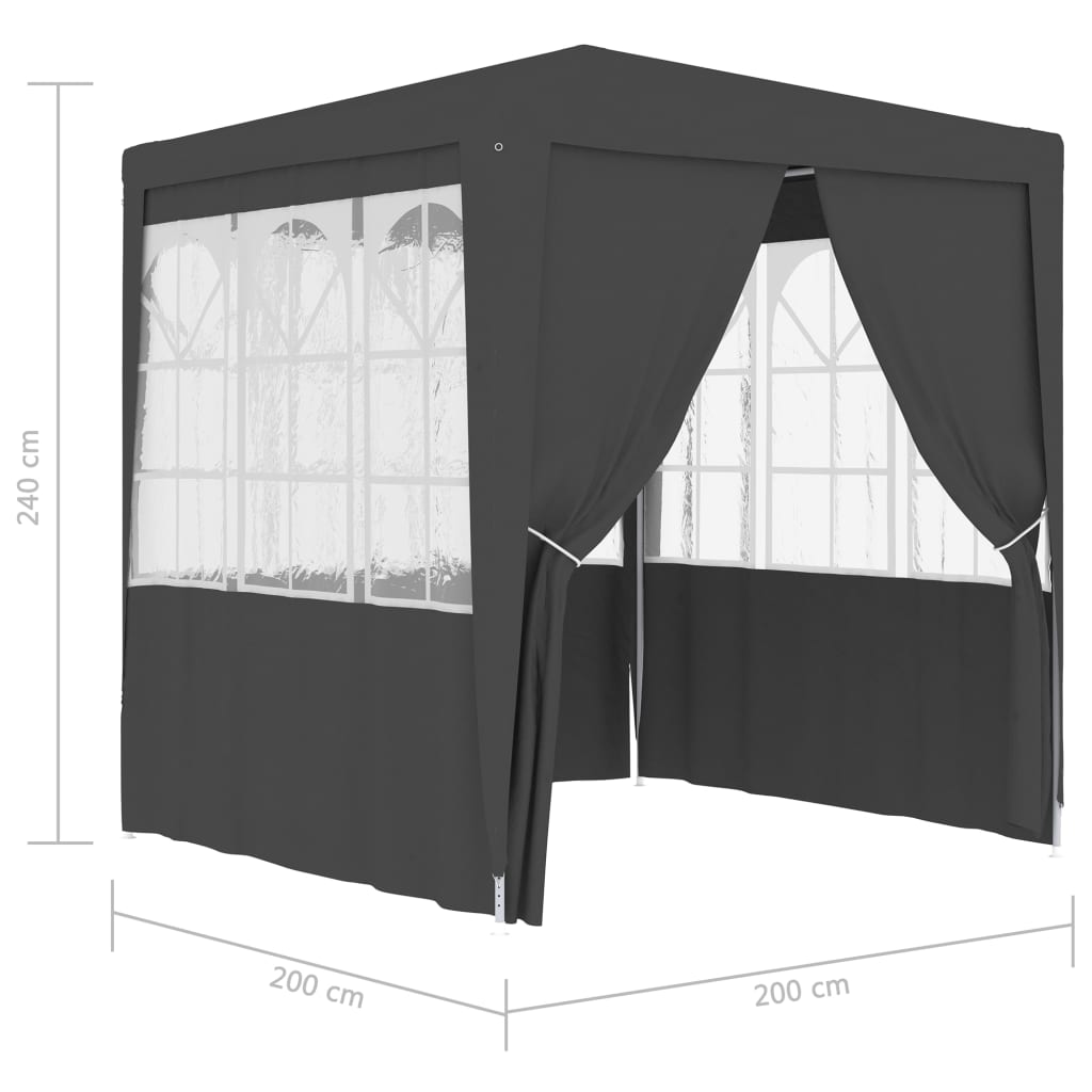 vidaXL Namiot imprezowy ze ściankami, 2x2 m, antracyt, 90 g/m²