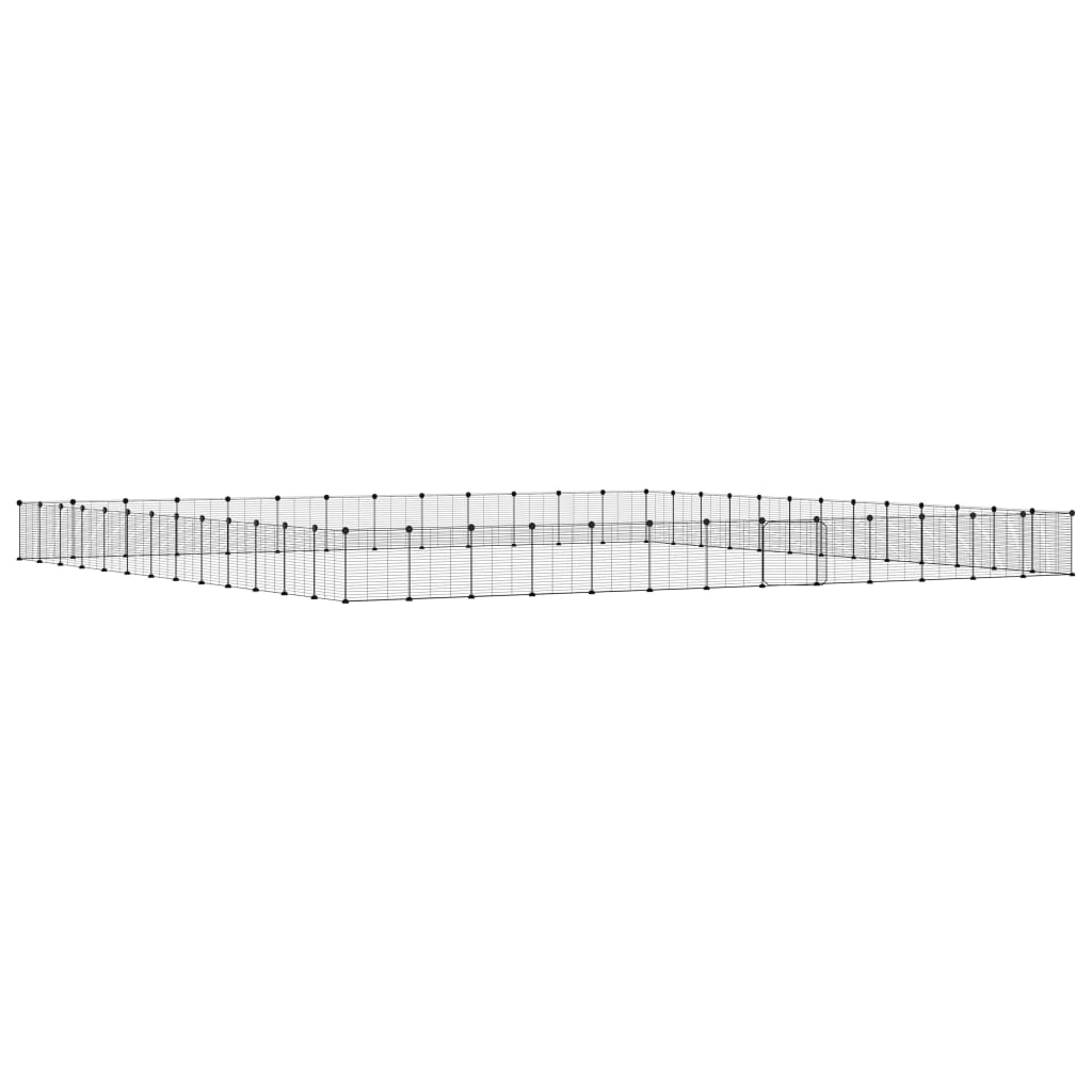 vidaXL Klatka dla zwierząt z bramką, 52 panele, czarna, 35x35 cm, stal