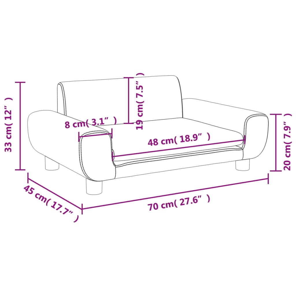 vidaXL Sofa dla dzieci, różowa, 70x45x33 cm, aksamit