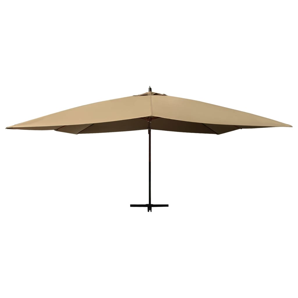 vidaXL Wiszący parasol z drewnianym słupkiem, 400x300 cm, taupe
