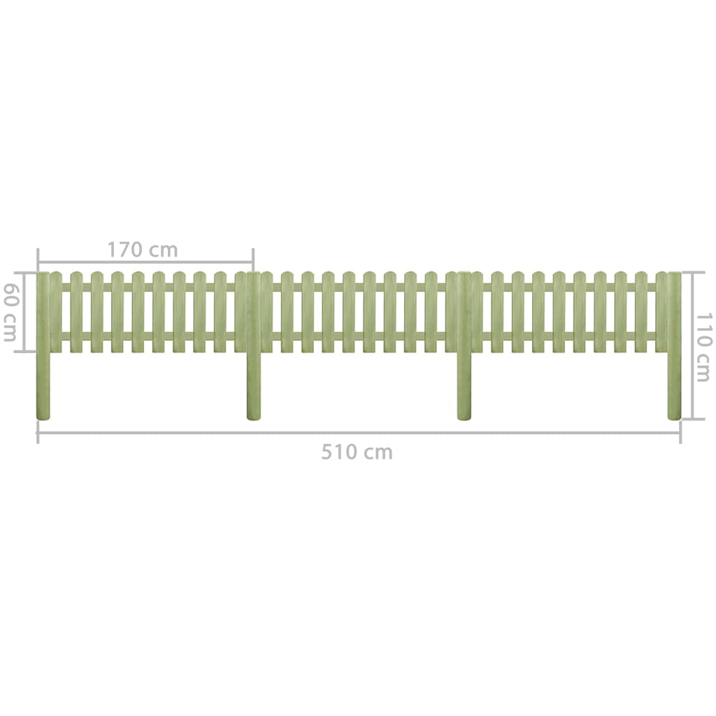 vidaXL Panel ogrodzeniowy, impregnowana sosna, 5,1 m, 110 cm 6/9 cm