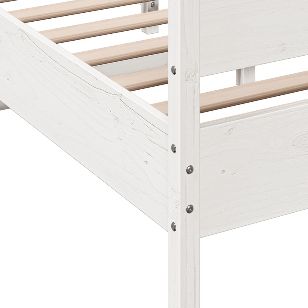vidaXL Rama łóżka z wezgłowiem, biała, 150x200 cm, lite drewno sosnowe