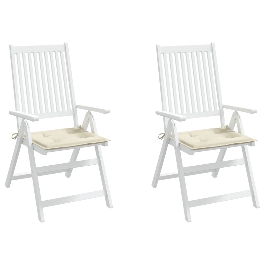 vidaXL Poduszki na krzesła ogrodowe, 2 szt., kremowe, 40x40x3 cm