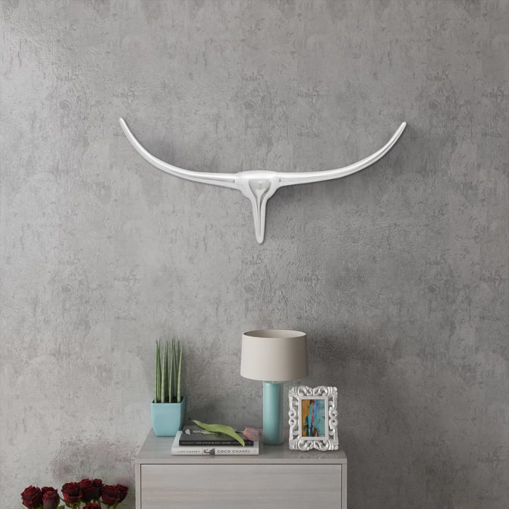vidaXL Ozdobna głowa byka, dekoracja z aluminium, srebrna, 72 cm