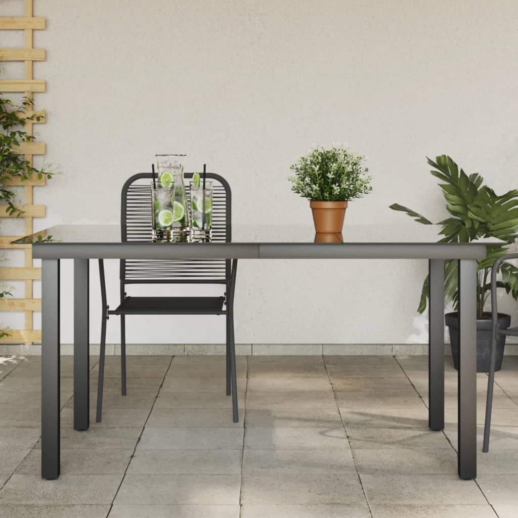 vidaXL Stół ogrodowy, czarny, 150x90x74 cm, aluminium i szkło