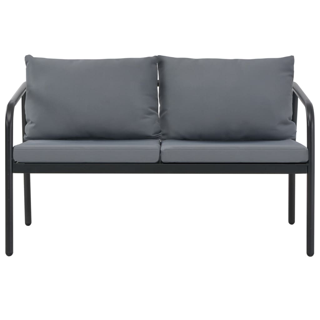 vidaXL 2-osobowa sofa ogrodowa z poduszkami, aluminium, szara
