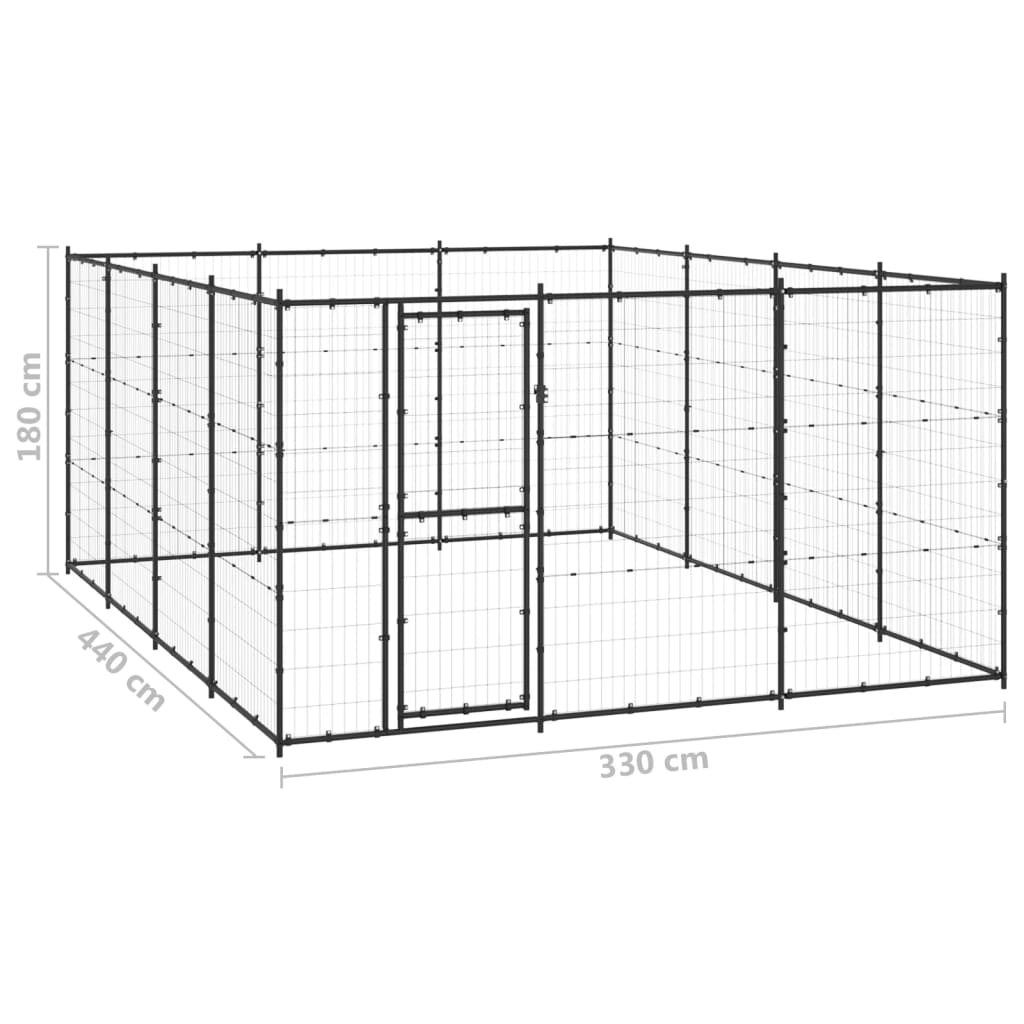 vidaXL Kojec zewnętrzny dla psa, stalowy, 14,52 m²