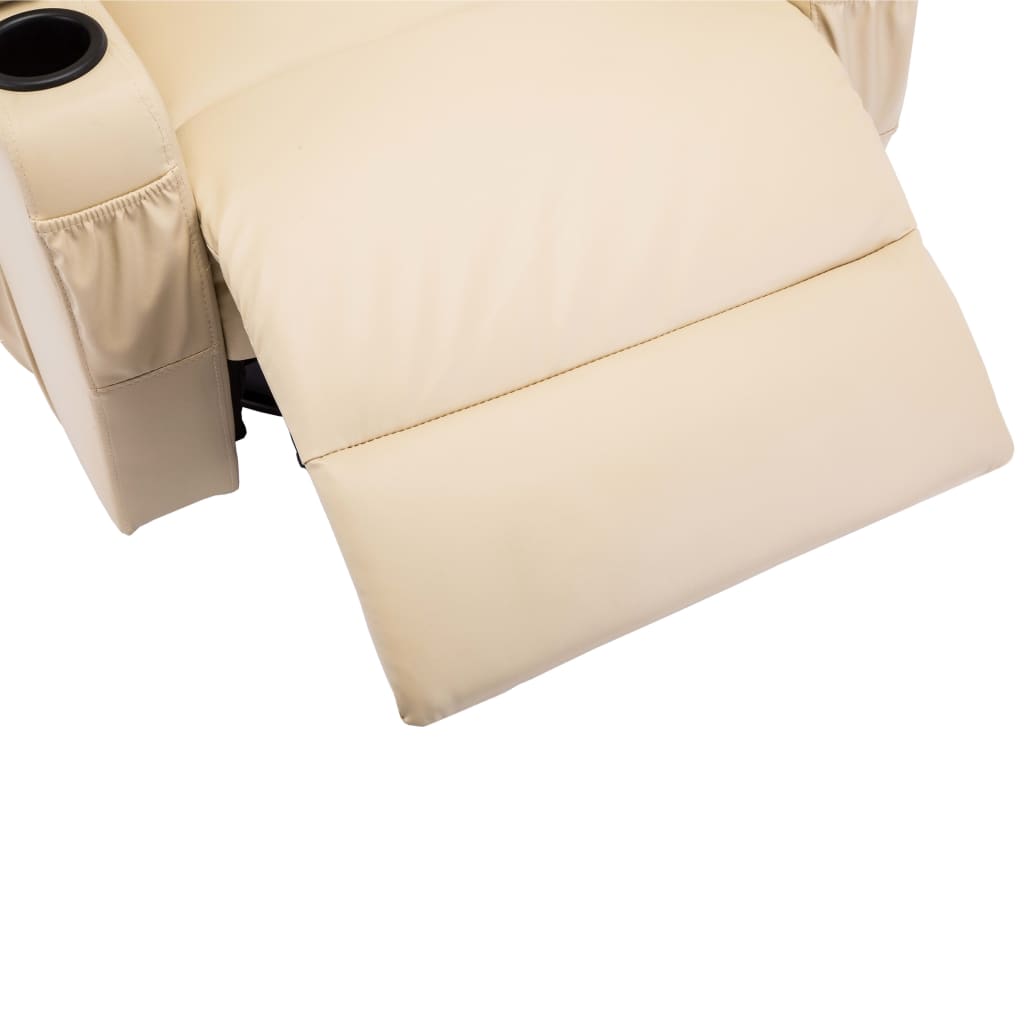 vidaXL Bujany fotel do masażu, kremowy, sztuczna skóra