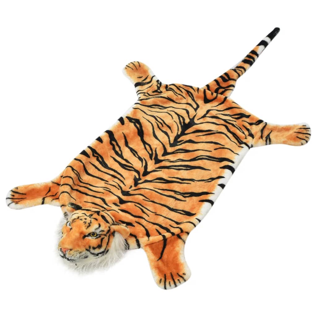 vidaXL Pluszowy dywanik - tygrys, 144 cm, brązowy