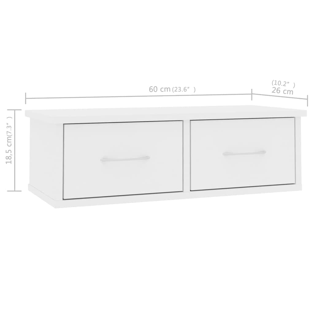 vidaXL Półka ścienna, biała, 60x26x18,5 cm, materiał drewnopochodny