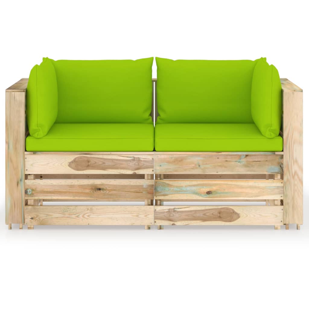 vidaXL Ogrodowa sofa 2-os z poduszkami, impregnowane na zielono drewno