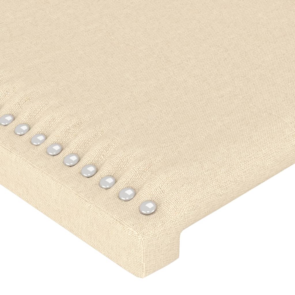 vidaXL Rama łóżka z zagłówkiem, kremowa, 90x200 cm, obita tkaniną