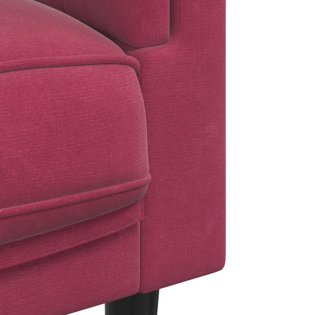 vidaXL Sofa 3-osobowa z poduszkami, winna czerwień, aksamit