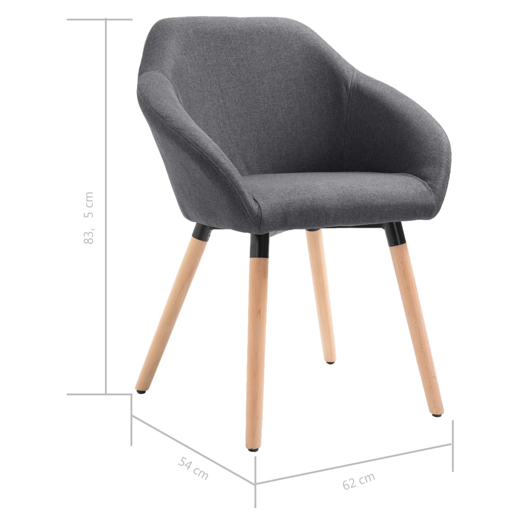 vidaXL Krzesła do jadalni, 4 szt., ciemnoszare, tapicerowane tkaniną