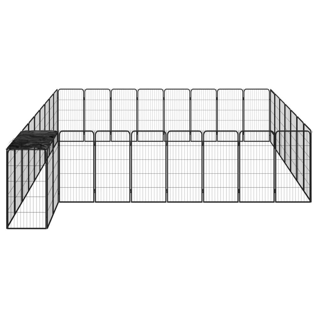 vidaXL Kojec dla psa, 34 paneli, czarny, 50x100 cm, stal